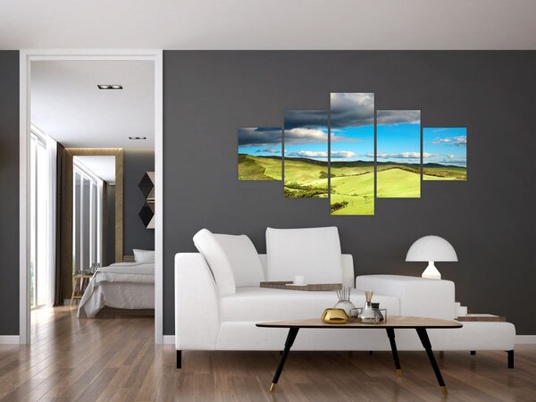 Obraz - Zelená krajina s pahorky (125x70 cm)