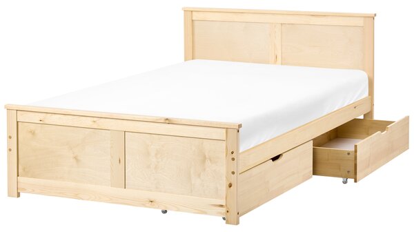 Postel se 2 zásuvkami Borovicové dřevo DAUPHIN 120 x 200 cm Světle hnědá