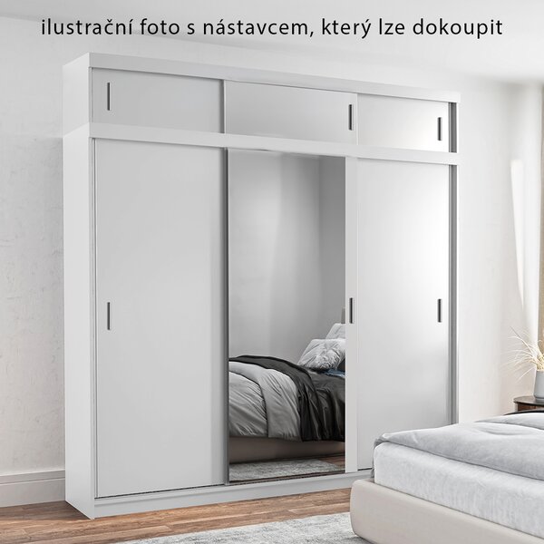 Šatní skříň MIAMI se zrcadlem | 250 cm | bílá | 3x ZÁSUVKA v ceně | POUZE U NÁS | VÝPRODEJ