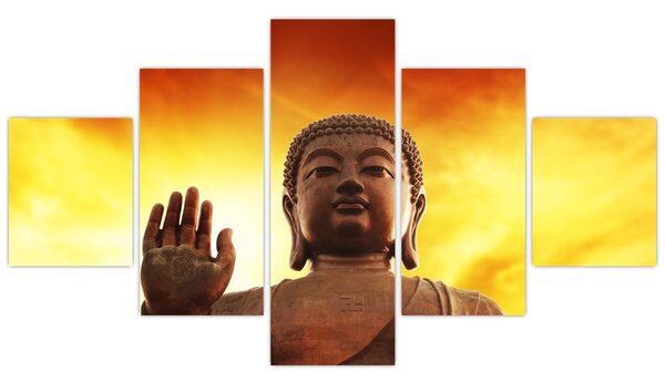 Obraz - Buddha s červenožlutým pozadím (125x70 cm)