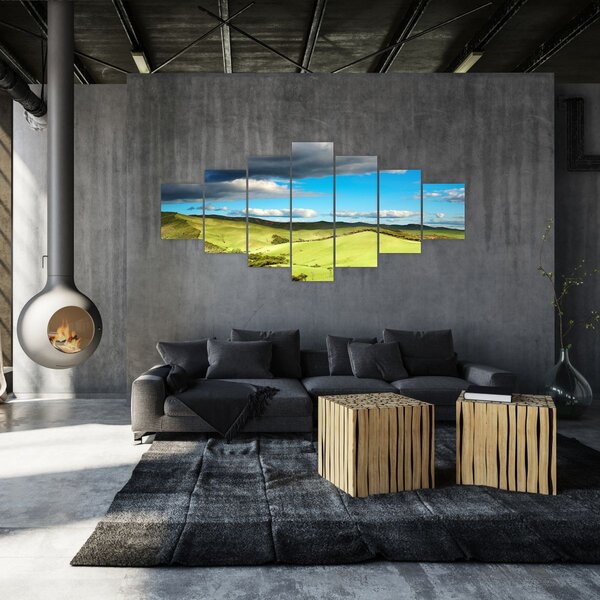Obraz - Zelená krajina s pahorky (210x100 cm)