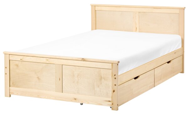 Postel se 2 zásuvkami Borovicové dřevo DAUPHIN 120 x 200 cm Světle hnědá