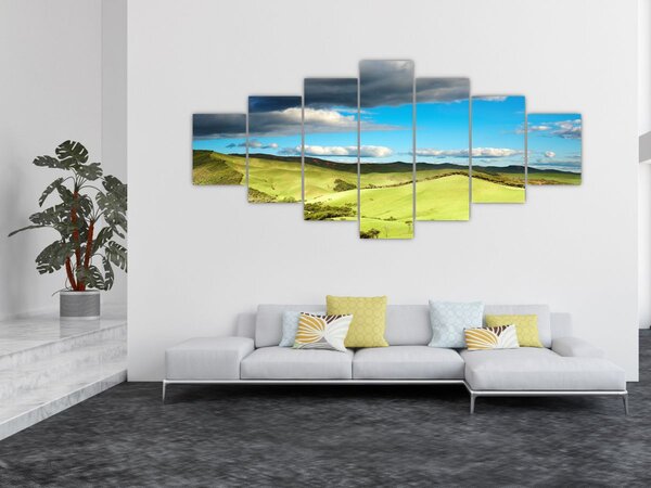 Obraz - Zelená krajina s pahorky (210x100 cm)