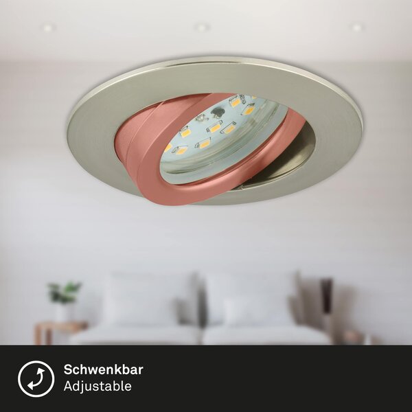 BRI 7296-032 3ks sada LED vestavné svítidlo, pr. 8,2 cm, 6,5 W, matný nikl - BRILONER
