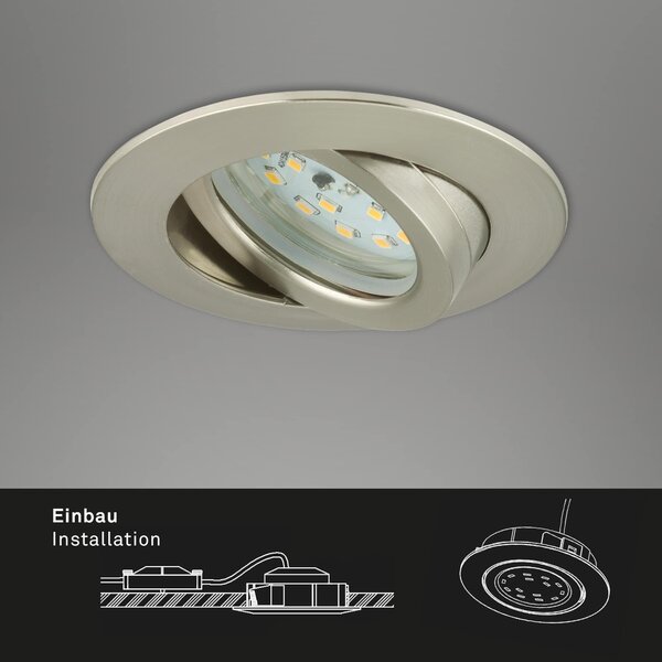 BRI 7296-032 3ks sada LED vestavné svítidlo, pr. 8,2 cm, 6,5 W, matný nikl - BRILONER