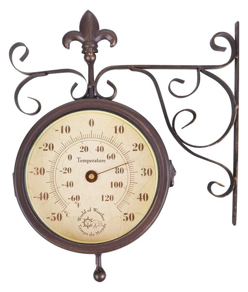 Venkovní nástěnné hodiny s teploměrem Esschert Design Rustic