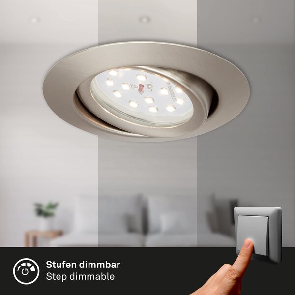 BRI 7172-032 3ks sada LED vestavné svítidlo, pr. 8,2 cm, 3,5 W, matný nikl - BRILONER