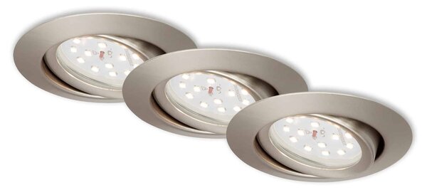 BRI 7172-032 3ks sada LED vestavné svítidlo, pr. 8,2 cm, 3,5 W, matný nikl - BRILONER