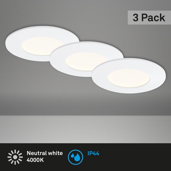 BRI 7282-036 3ks sada LED vestavné svítidlo, pr. 8,5 cm, 6 W, bílé - BRILONER