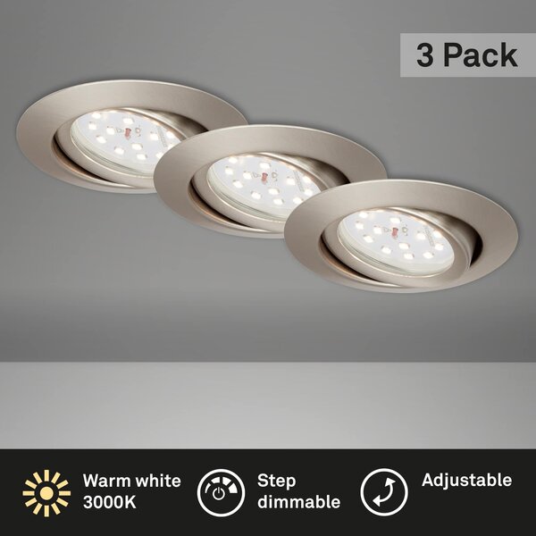 BRI 7172-032 3ks sada LED vestavné svítidlo, pr. 8,2 cm, 3,5 W, matný nikl - BRILONER