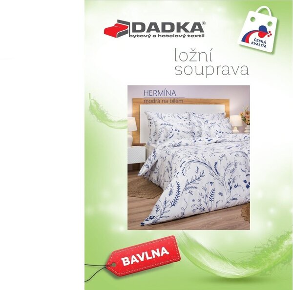 Bavlněné povlečení Hermína modrá na bílém 140x200, 70x90 cm