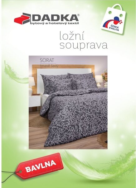 Bavlněné povlečení Sorat tmavě šedý 140x200, 70x90 cm