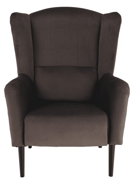 Designové křeslo, ušák, Velvet látka hnědá / vzor Terra, Tempo Kondela BELEK
