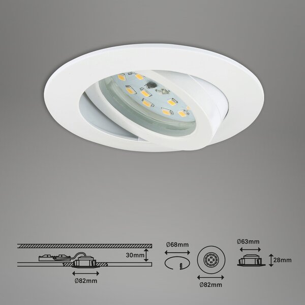 BRI 7232-036 3ks sada LED vestavné svítidlo, pr. 8,2 cm, 5,5 W, bílé - BRILONER