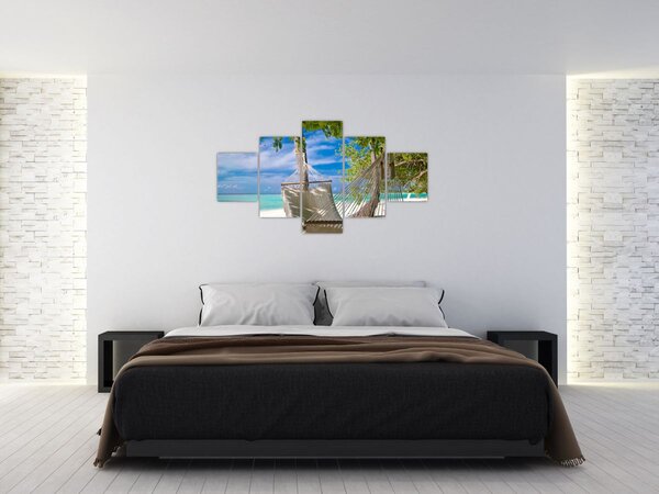 Obraz - Houpací síť na pláži (125x70 cm)