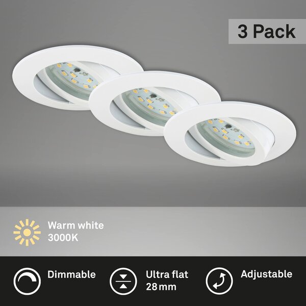 BRI 7232-036 3ks sada LED vestavné svítidlo, pr. 8,2 cm, 5,5 W, bílé - BRILONER