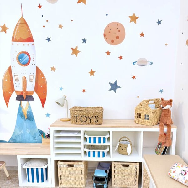 INSPIO-textilní přelepitelná samolepka - Space Rocket - Dětské samolepky na zeď