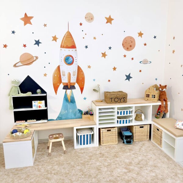 INSPIO-textilní přelepitelná samolepka - Space Rocket - Dětské samolepky na zeď