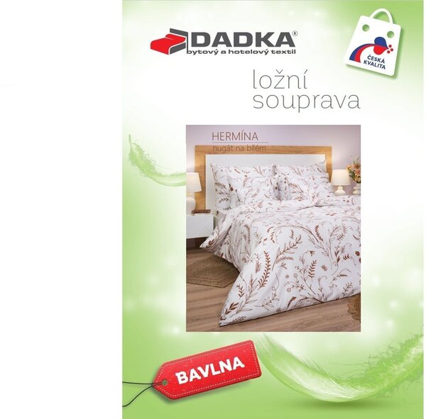 Bavlněné povlečení Hermína nugát na bílém 140x200, 70x90 cm