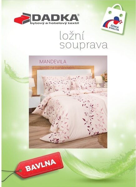 Bavlněné povlečení Mandevila bordó na banánovém 140x200, 70x90 cm