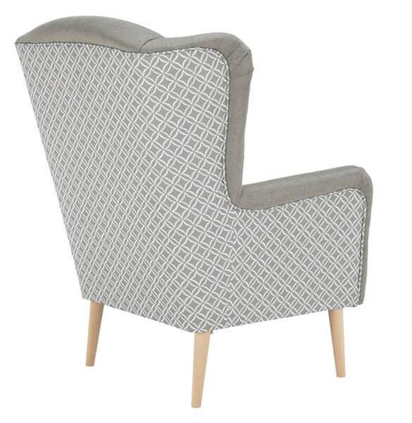 Designové křeslo, ušák, látka capuccino/vzor, Tempo Kondela BELEK
