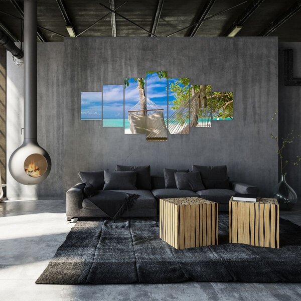 Obraz - Houpací síť na pláži (210x100 cm)