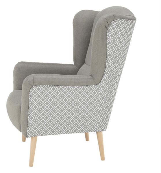 Designové křeslo, ušák, látka capuccino/vzor, Tempo Kondela BELEK