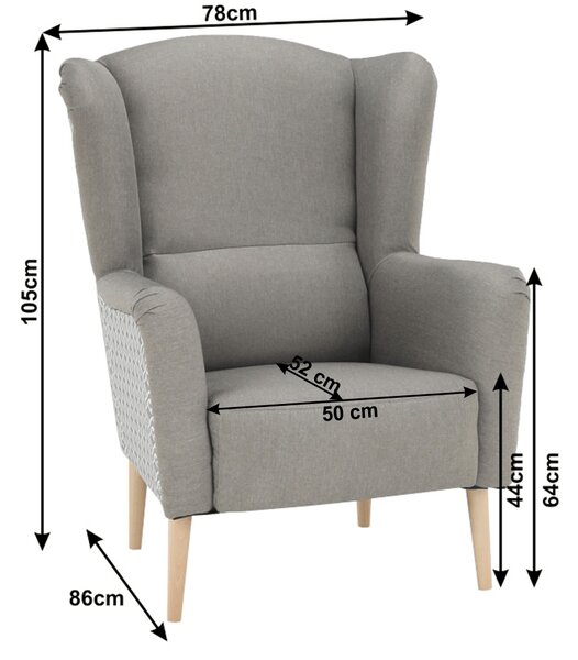 Designové křeslo, ušák, látka capuccino/vzor, Tempo Kondela BELEK