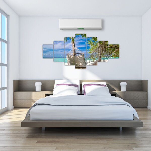 Obraz - Houpací síť na pláži (210x100 cm)