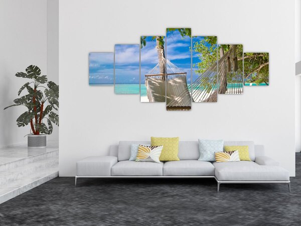 Obraz - Houpací síť na pláži (210x100 cm)