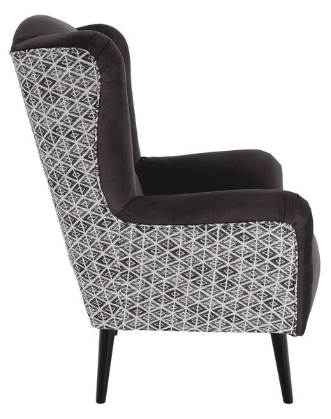 Designové křeslo, ušák, Velvet látka hnědá / vzor Terra, Tempo Kondela BELEK
