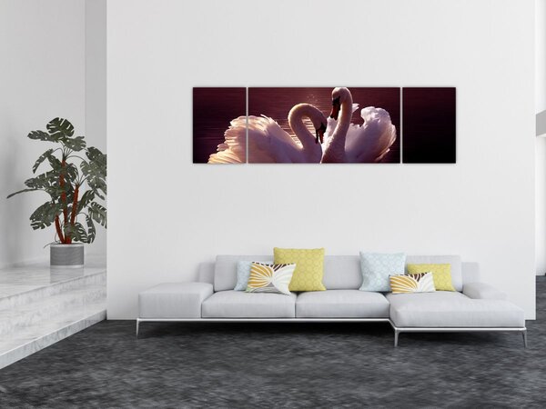 Obraz - Labutě na jezeře (170x50 cm)