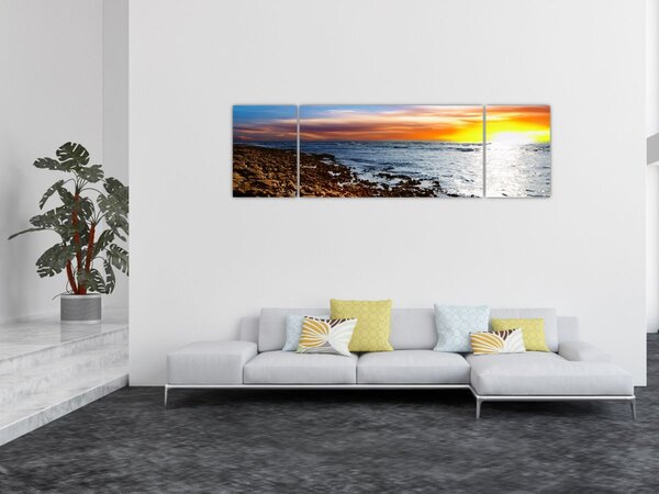 Obraz - Racek letící nad pobrežím (170x50 cm)