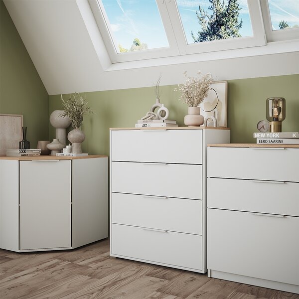 Příborník Vicco Betti Bílá/Sonoma 30 x 83.6 cm se 4x zásuvkou, Model 41616