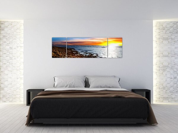 Obraz - Racek letící nad pobrežím (170x50 cm)