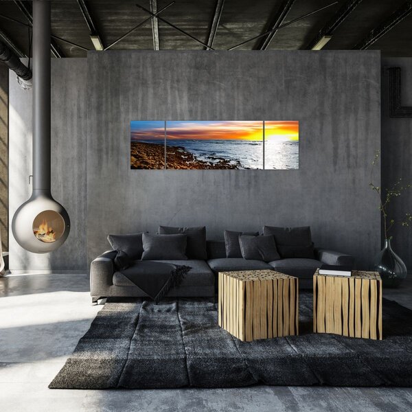 Obraz - Racek letící nad pobrežím (170x50 cm)