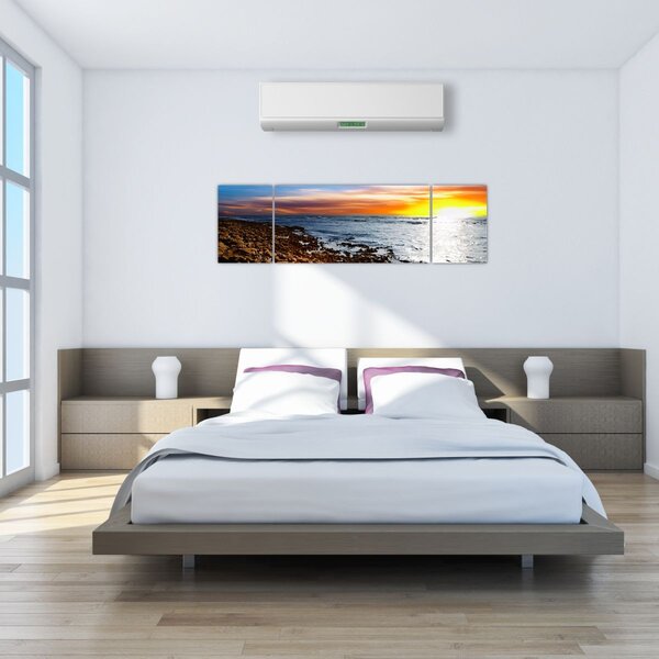 Obraz - Racek letící nad pobrežím (170x50 cm)