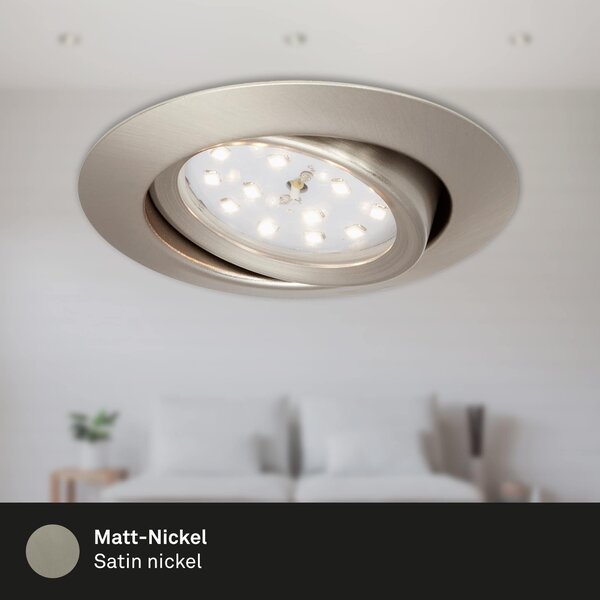 BRI 7171-032 3ks sada LED vestavné svítidlo, pr. 8,2 cm, 3 W, matný nikl - BRILONER