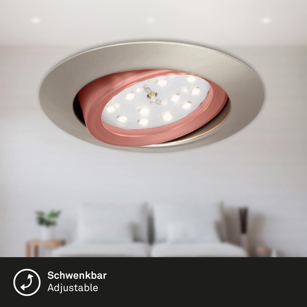 BRI 7171-032 3ks sada LED vestavné svítidlo, pr. 8,2 cm, 3 W, matný nikl - BRILONER