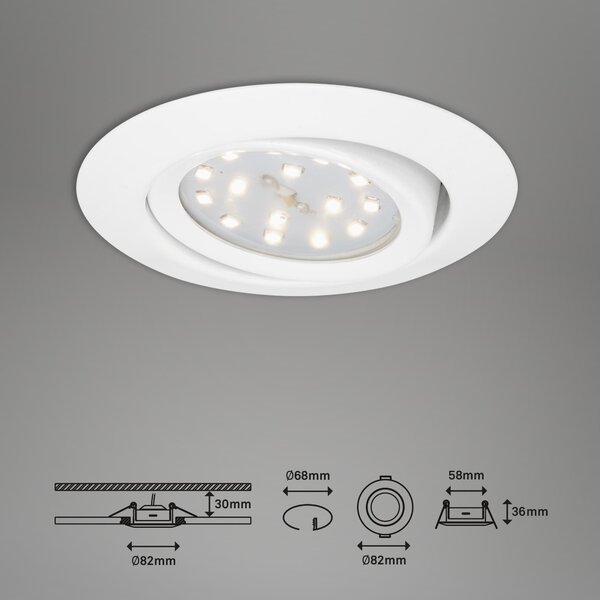 BRI 7171-036 3ks sada LED vestavné svítidlo, pr. 8,2 cm, 3 W, bílé - BRILONER