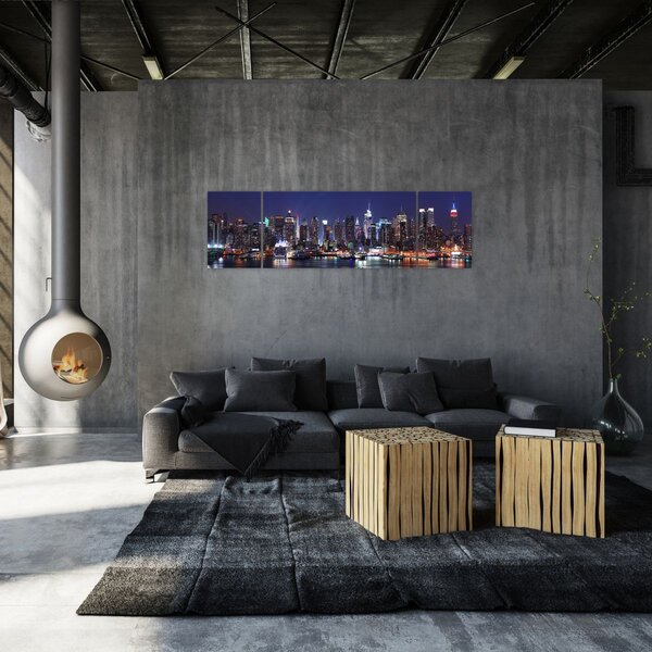 Obraz - Osvětlené New Yorské mrakodrapy (170x50 cm)