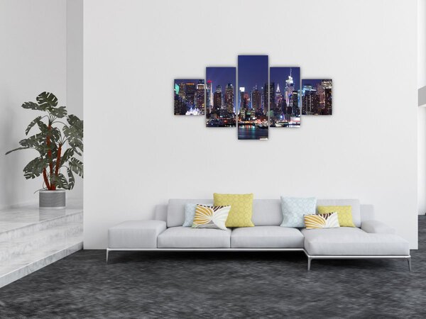 Obraz - Osvětlené New Yorské mrakodrapy (125x70 cm)
