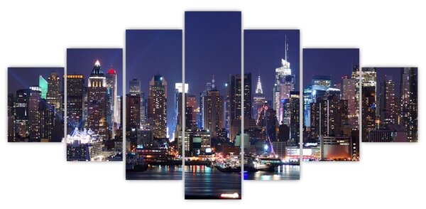 Obraz - Osvětlené New Yorské mrakodrapy (210x100 cm)