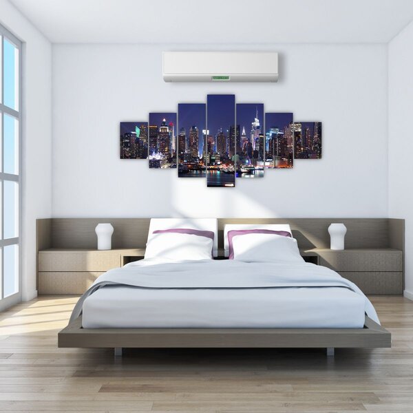 Obraz - Osvětlené New Yorské mrakodrapy (210x100 cm)