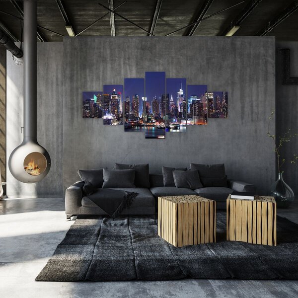 Obraz - Osvětlené New Yorské mrakodrapy (210x100 cm)
