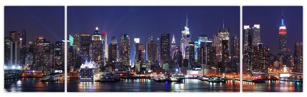 Obraz - Osvětlené New Yorské mrakodrapy (170x50 cm)
