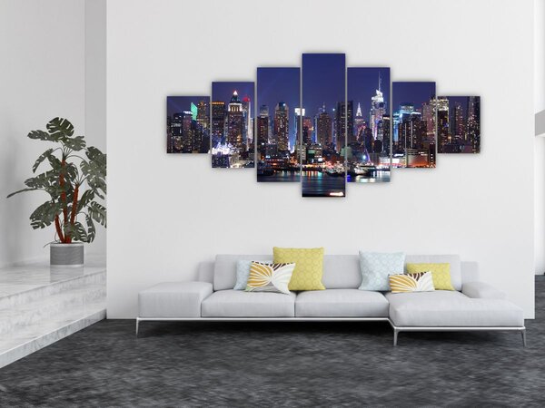 Obraz - Osvětlené New Yorské mrakodrapy (210x100 cm)