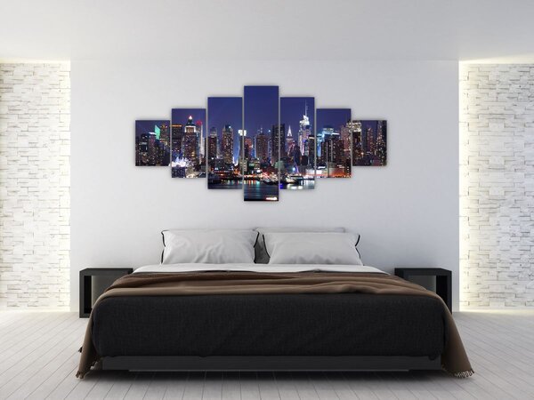 Obraz - Osvětlené New Yorské mrakodrapy (210x100 cm)