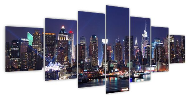 Obraz - Osvětlené New Yorské mrakodrapy (210x100 cm)