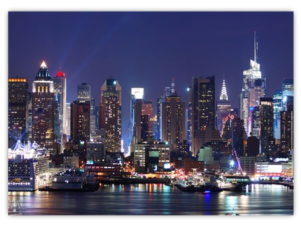 Obraz - Osvětlené New Yorské mrakodrapy (70x50 cm)